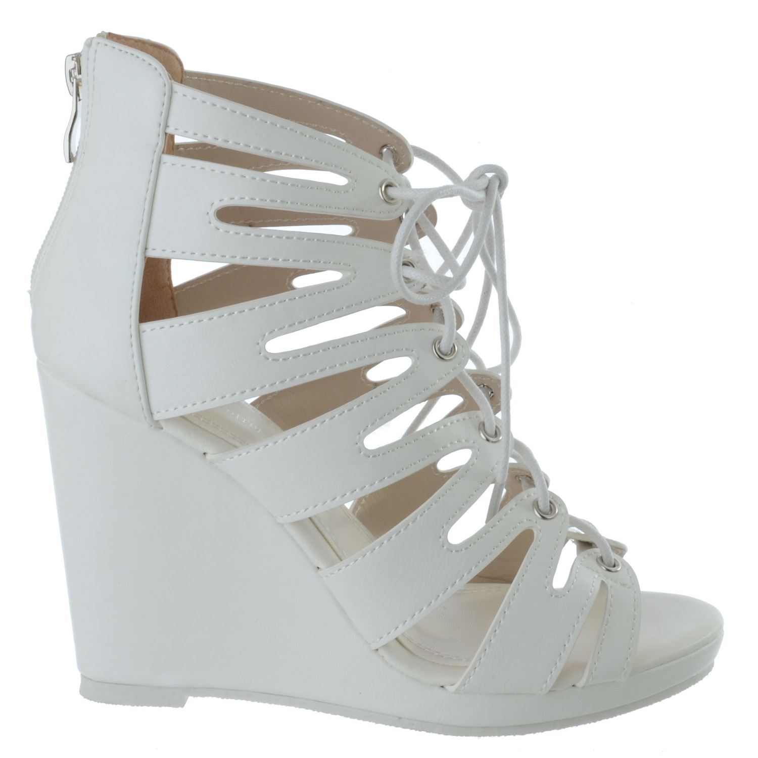 WOMENS HIGH HEEL CUT OUT WEDGES SANDALS LADIES PLATFORM