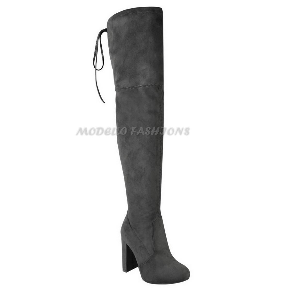 WOMENS LADIES THIGH HIGH BOOTS OVER THE KNEE PARTY STRETCH BLOCK MID