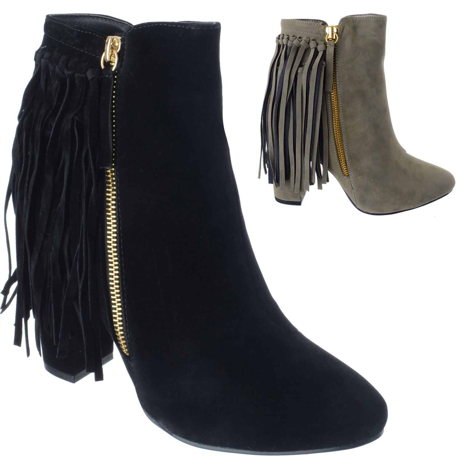 LADIES WOMENS ZIP UP TASSEL MID HIGH BLOCK HEEL CHELSEA ANKLE BOOTS SHOES SIZE LADIES WOMENS ZIP UP TASSEL MID HIGH BLOCK HEEL CHELSEA ANKLE BOOTS SHOES SIZE