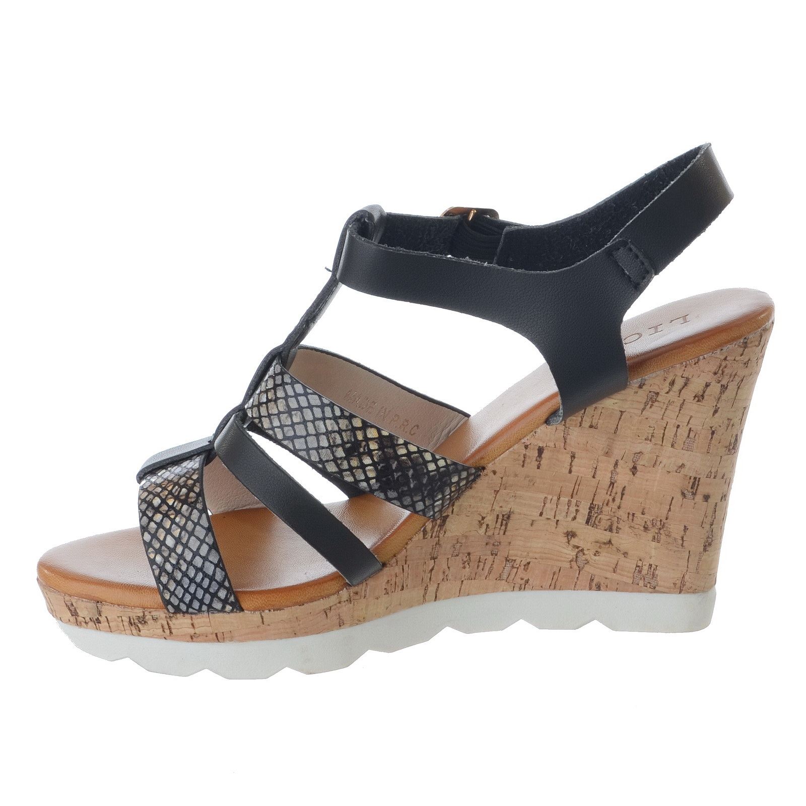 WOMENS LADIES STRAPPY High Cork Wedge Heel Ankle Strap Buckle Sandals