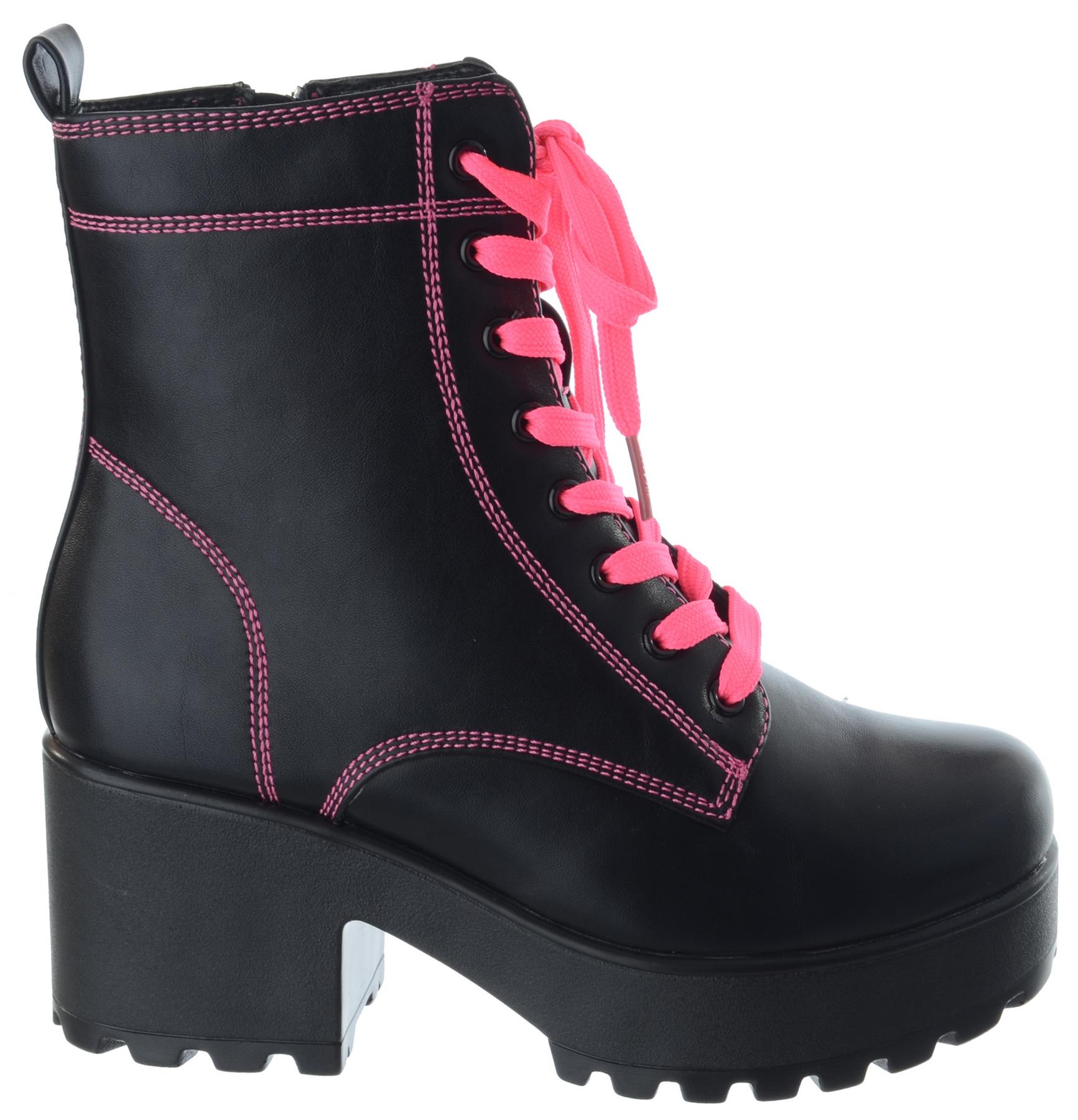 WOMENS LADIES ARMY COMBAT PLATFORM LACE UP ZIP BIKER PLATFORM ANKLE BOOTS SHOES