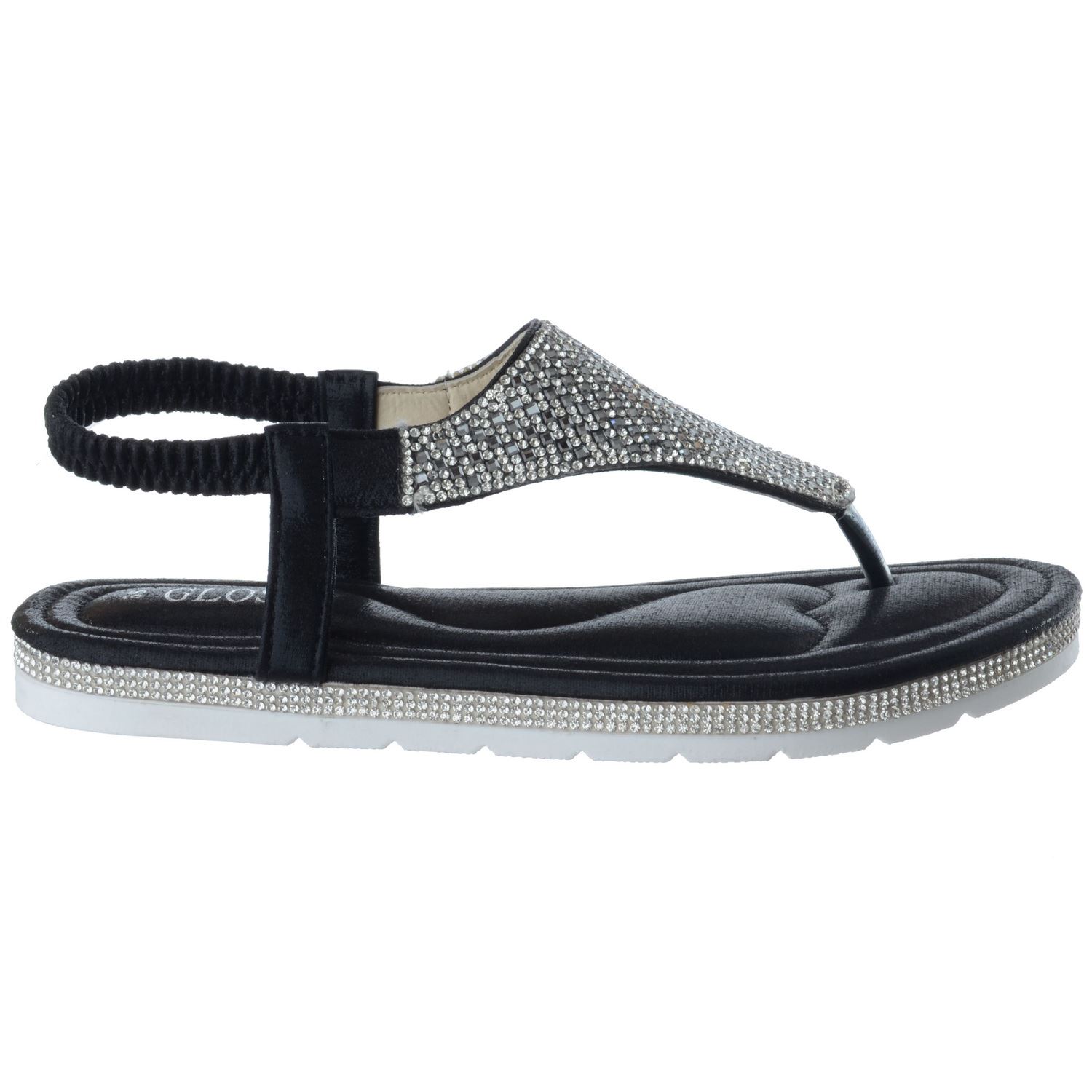 WOMENS LADIES FLAT LOW WEDGE HEEL DIAMANTE SLINGBACK TOE POST SANDALS SHOE SIZE | eBay