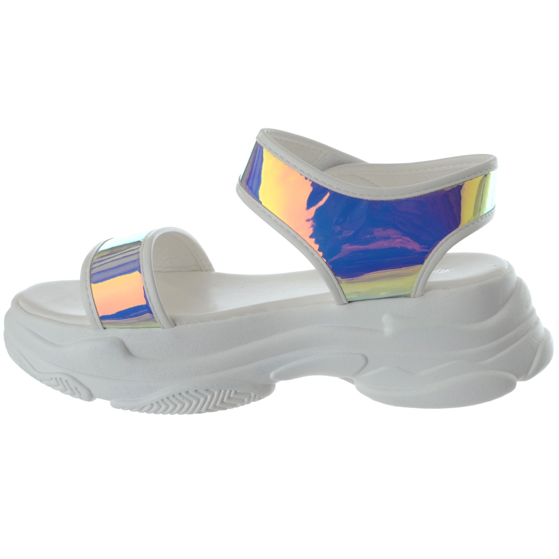 Ladies Womens Chunky Platform Hologram Perspex Casual Summer Sandals Shoes Size | eBay