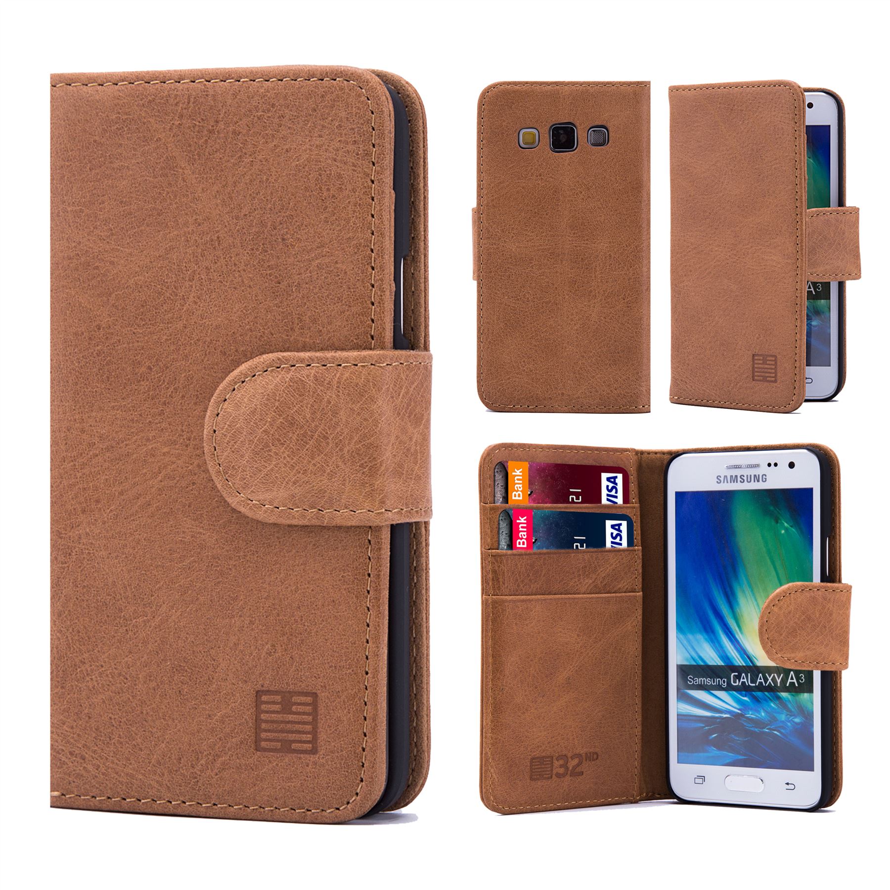 32nd Premium Series - Real Leather Book Wallet Case For Samsung Galaxy A5 (2016) - Picture 25 of 30