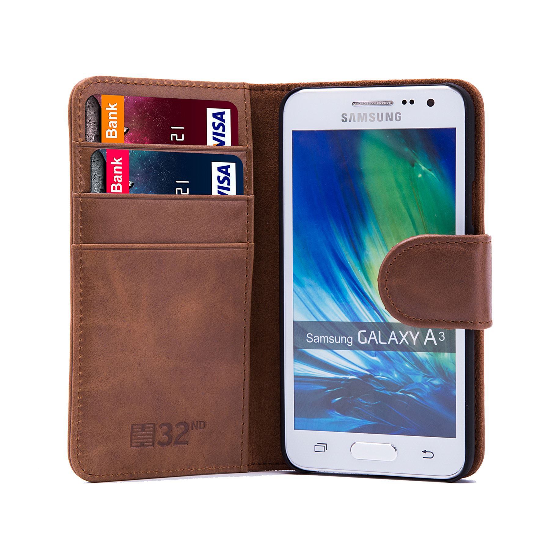 32nd Premium Series - Real Leather Book Wallet Case For Samsung Galaxy A5 (2016) - Picture 16 of 30