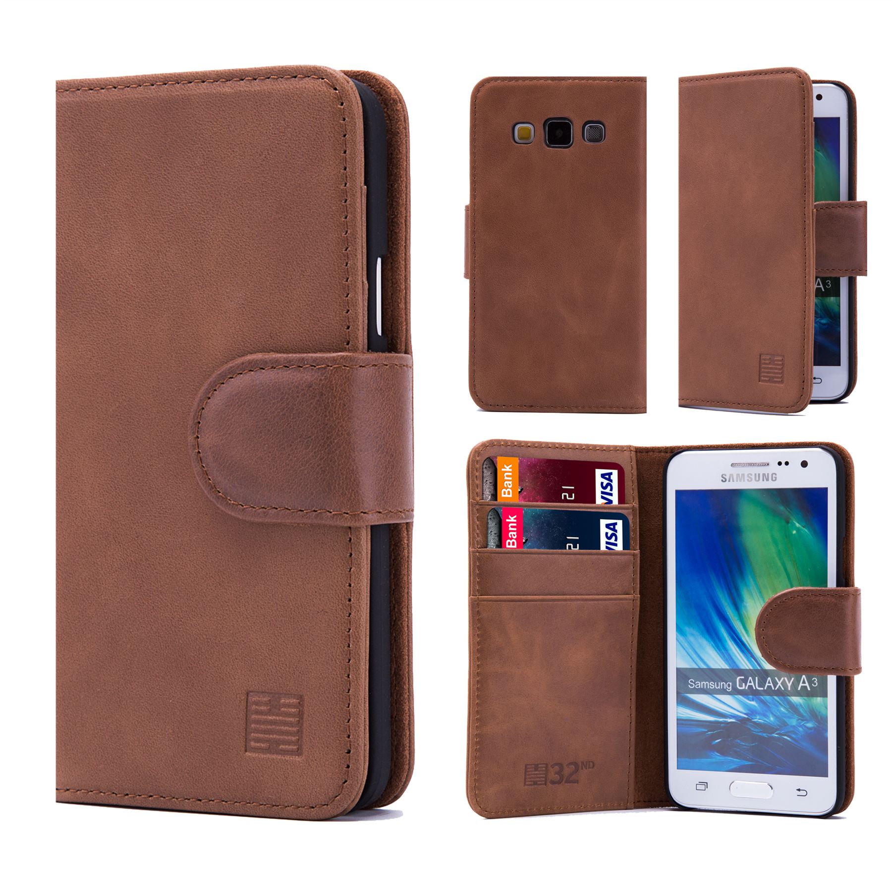 32nd Premium Series - Real Leather Book Wallet Case For Samsung Galaxy A5 (2016) - Picture 13 of 30