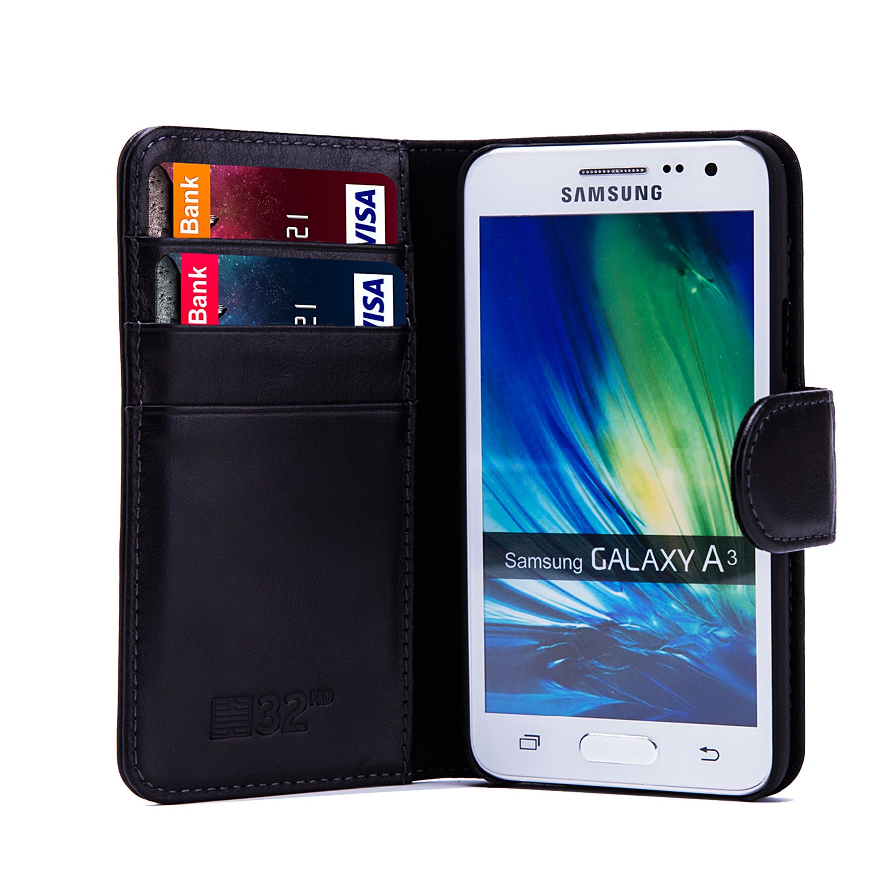 32nd Premium Series - Real Leather Book Wallet Case For Samsung Galaxy A5 (2016) - Picture 10 of 30