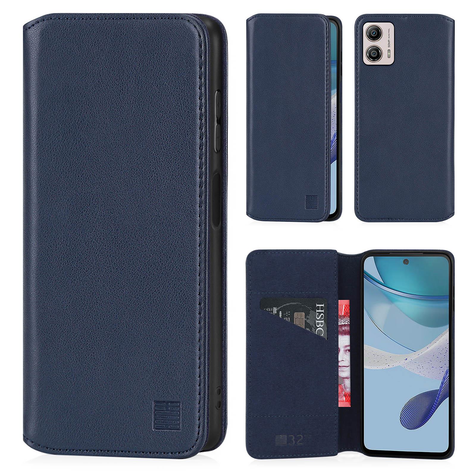 Case Cover For Motorola Moto G53 G54 G84 - Real Leather Book Wallet Flip - Picture 40 of 59