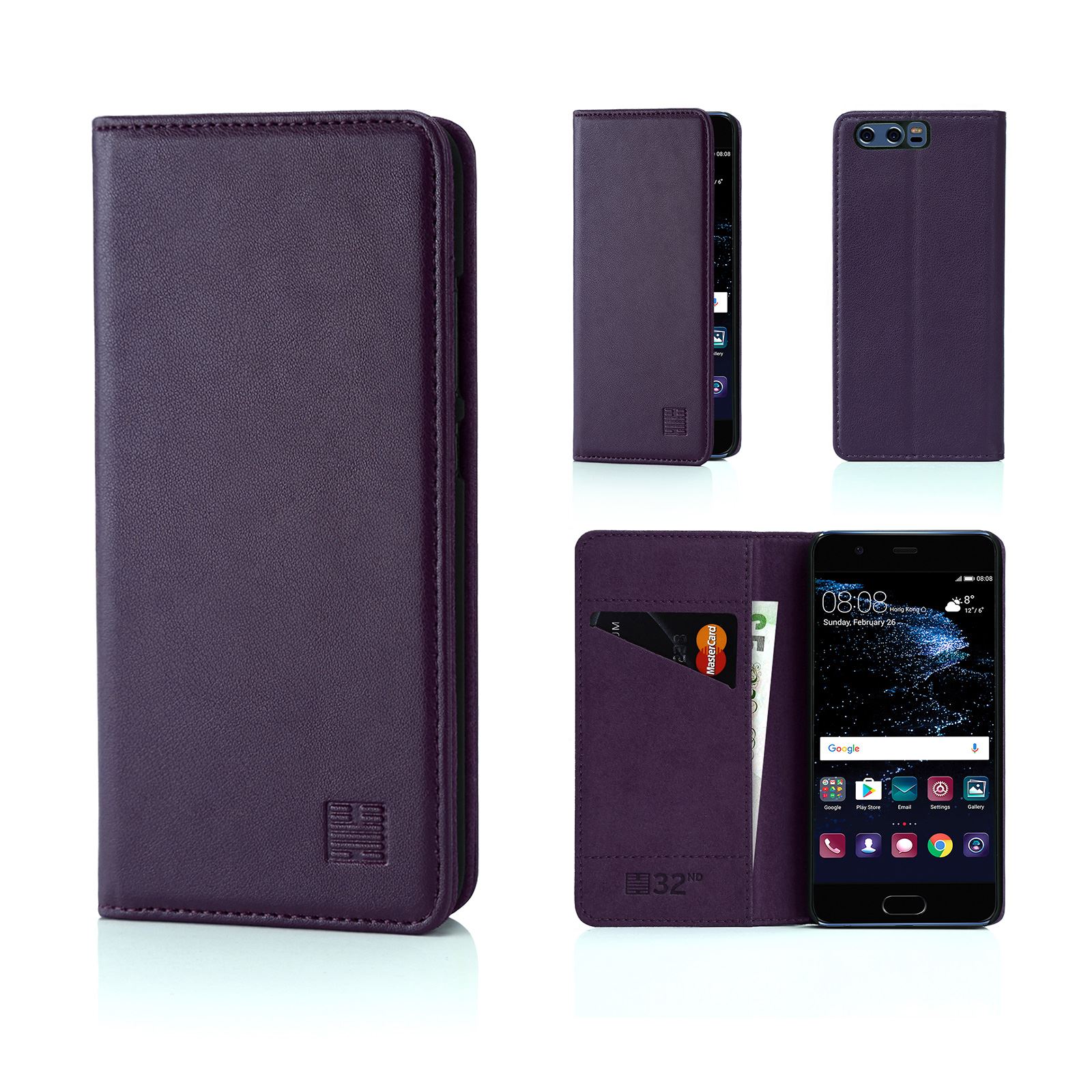 32nd Classic Series - Real Leather Book Wallet Case Cover For Huawei P10 - Picture 7 of 42