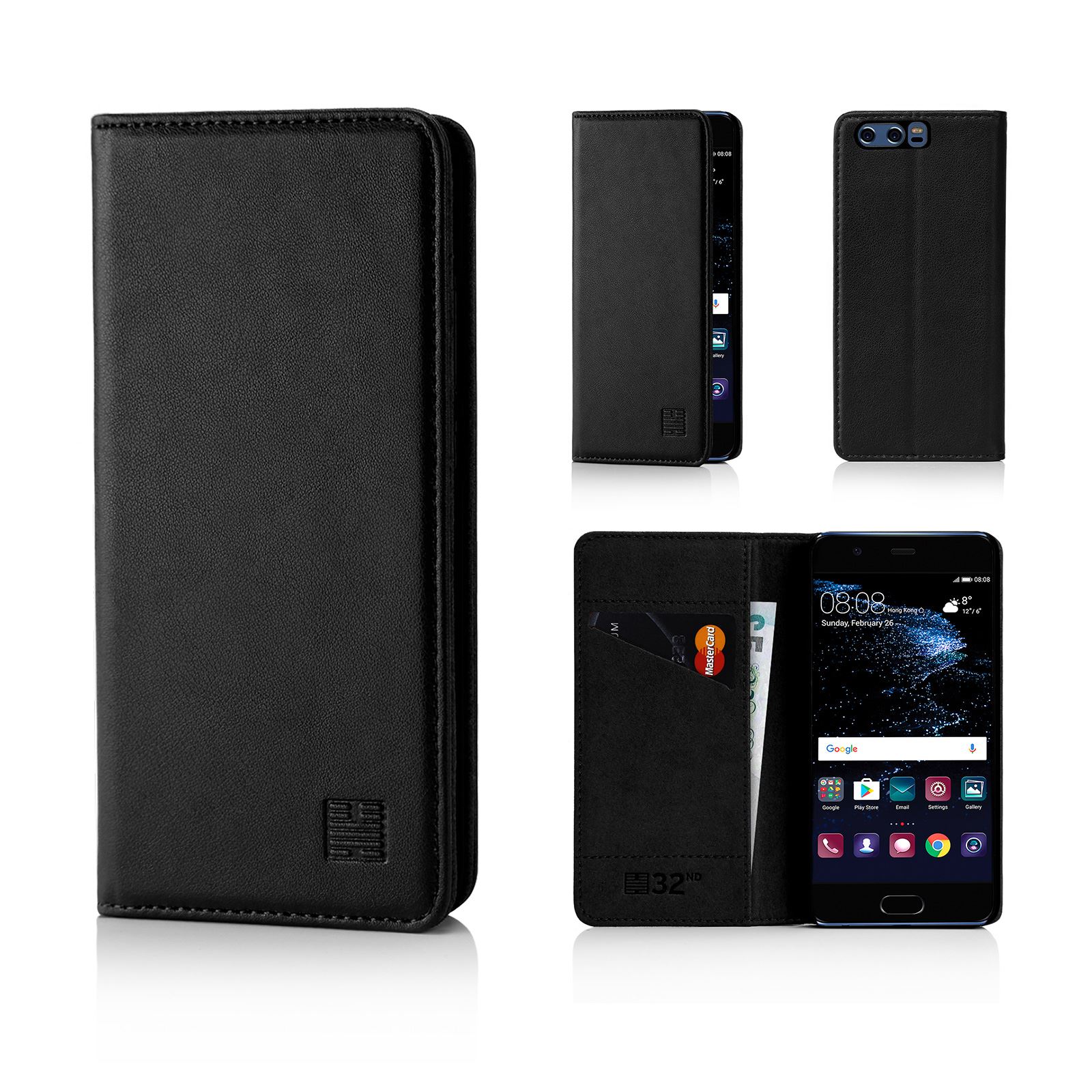 32nd Classic Series - Real Leather Book Wallet Case Cover For Huawei P10 - Picture 13 of 42