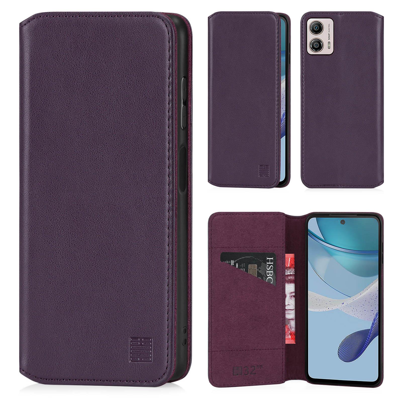 Case Cover For Motorola Moto G53 G54 G84 - Real Leather Book Wallet Flip - Picture 11 of 59