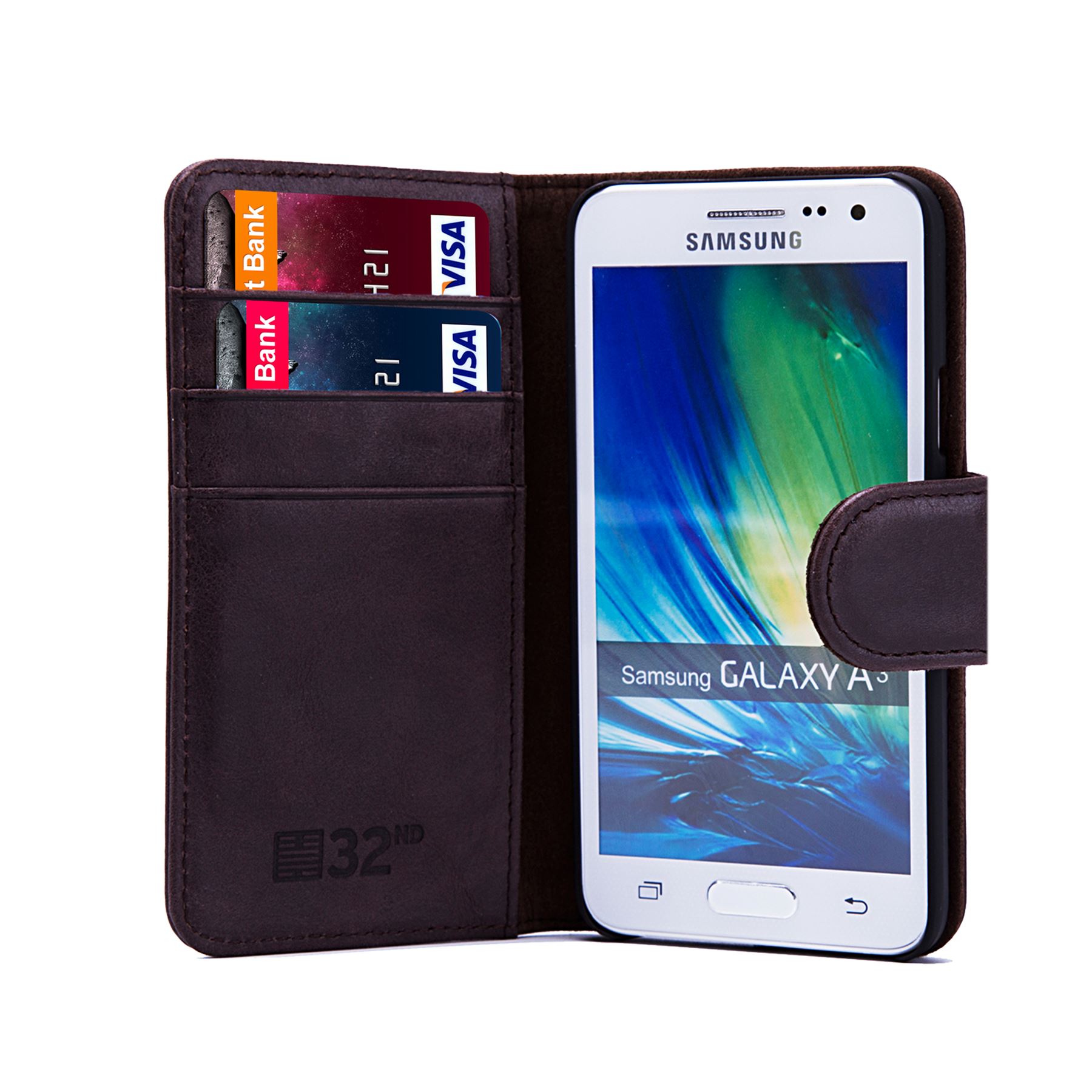 32nd Premium Series - Real Leather Book Wallet Case For Samsung Galaxy A5 (2016) - Picture 22 of 30