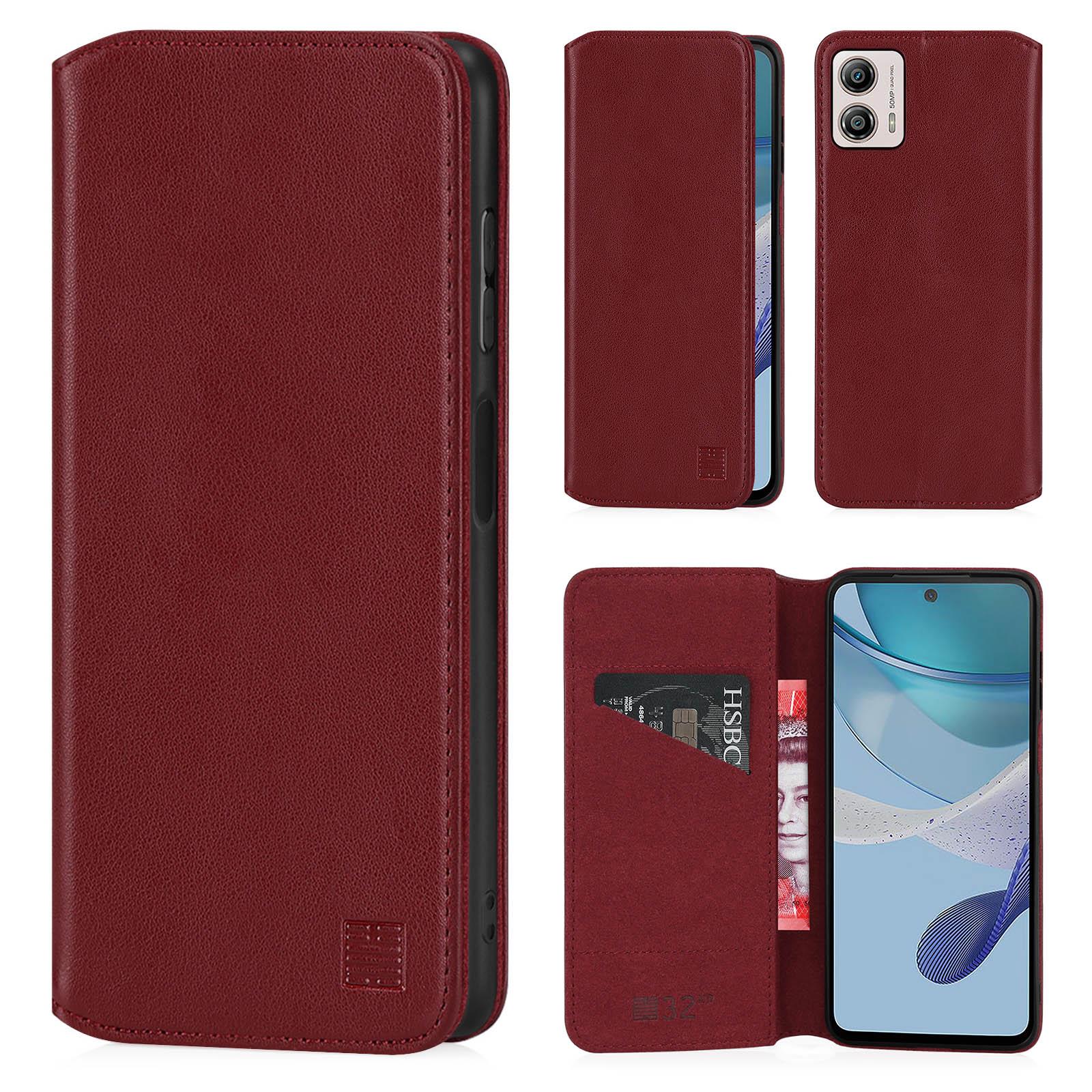 Case Cover For Motorola Moto G53 G54 G84 - Real Leather Book Wallet Flip - Picture 31 of 59
