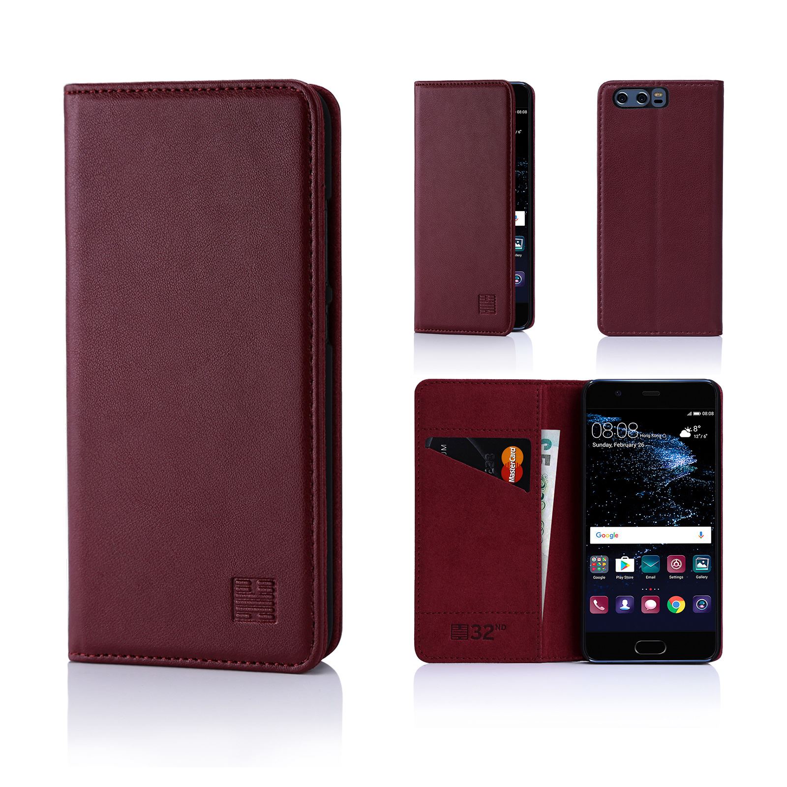 32nd Classic Series - Real Leather Book Wallet Case Cover For Huawei P10 - Picture 19 of 42