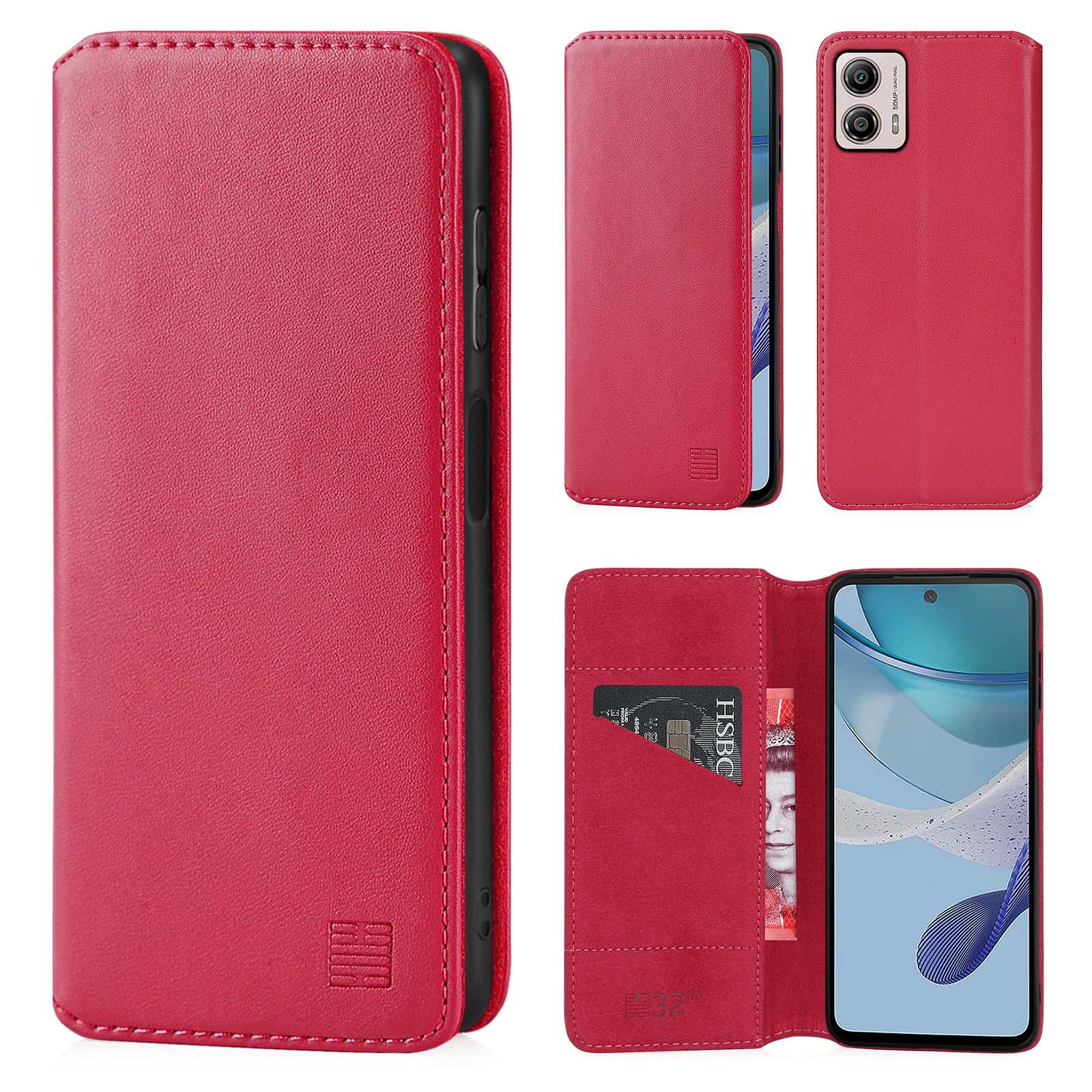Case Cover For Motorola Moto G53 G54 G84 - Real Leather Book Wallet Flip - Picture 50 of 59