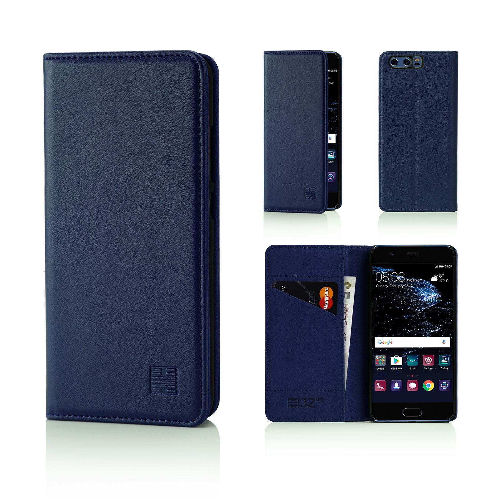 32nd Classic Series - Real Leather Book Wallet Case Cover For Huawei P10 - Picture 31 of 42