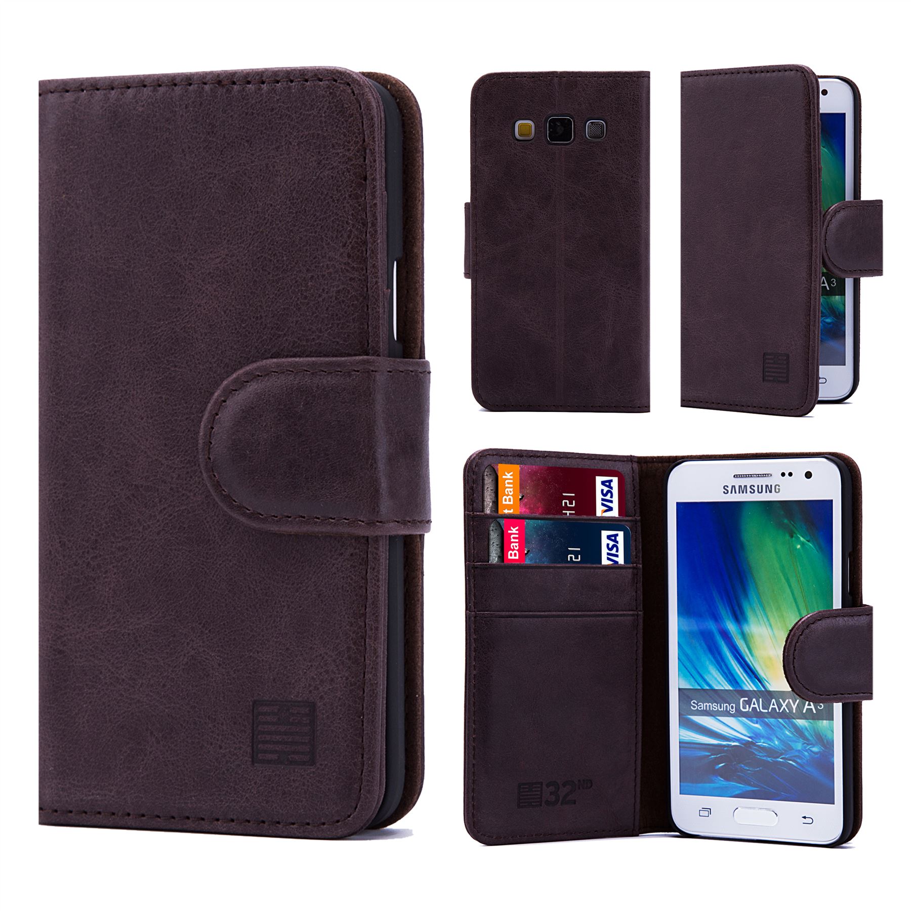 32nd Premium Series - Real Leather Book Wallet Case For Samsung Galaxy A5 (2016) - Picture 19 of 30