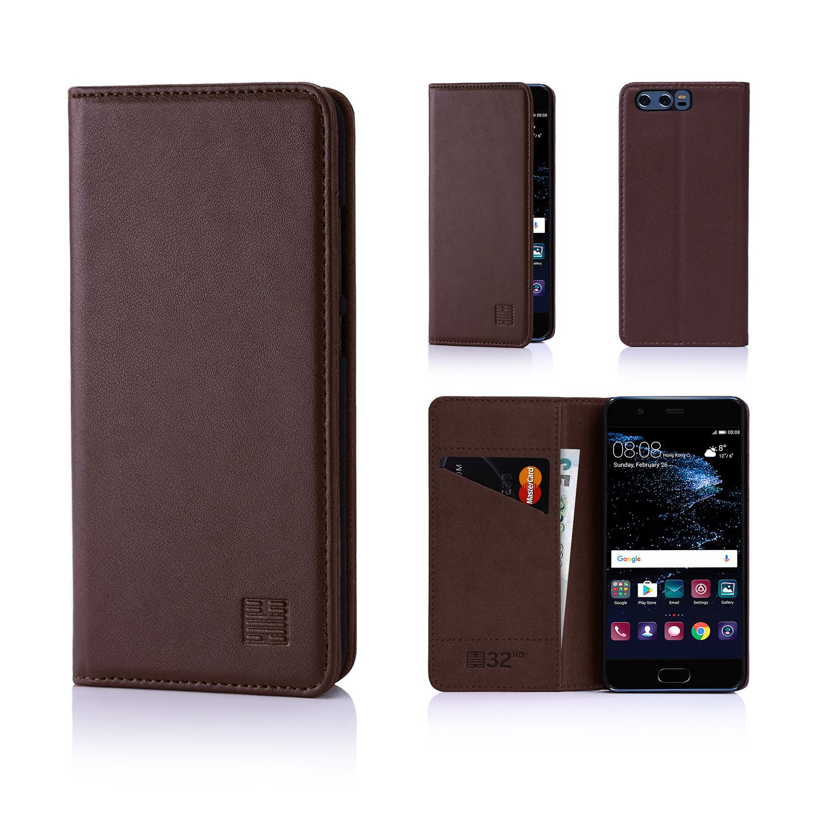 32nd Classic Series - Real Leather Book Wallet Case Cover For Huawei P10 - Picture 25 of 42
