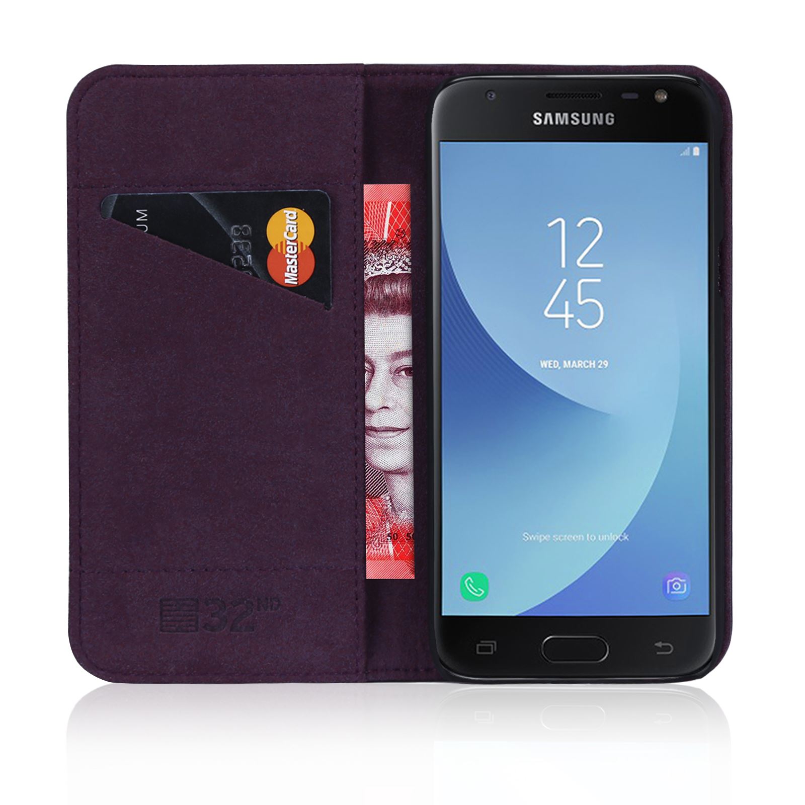 32nd Classic Series Real Leather Book Wallet Case For Samsung