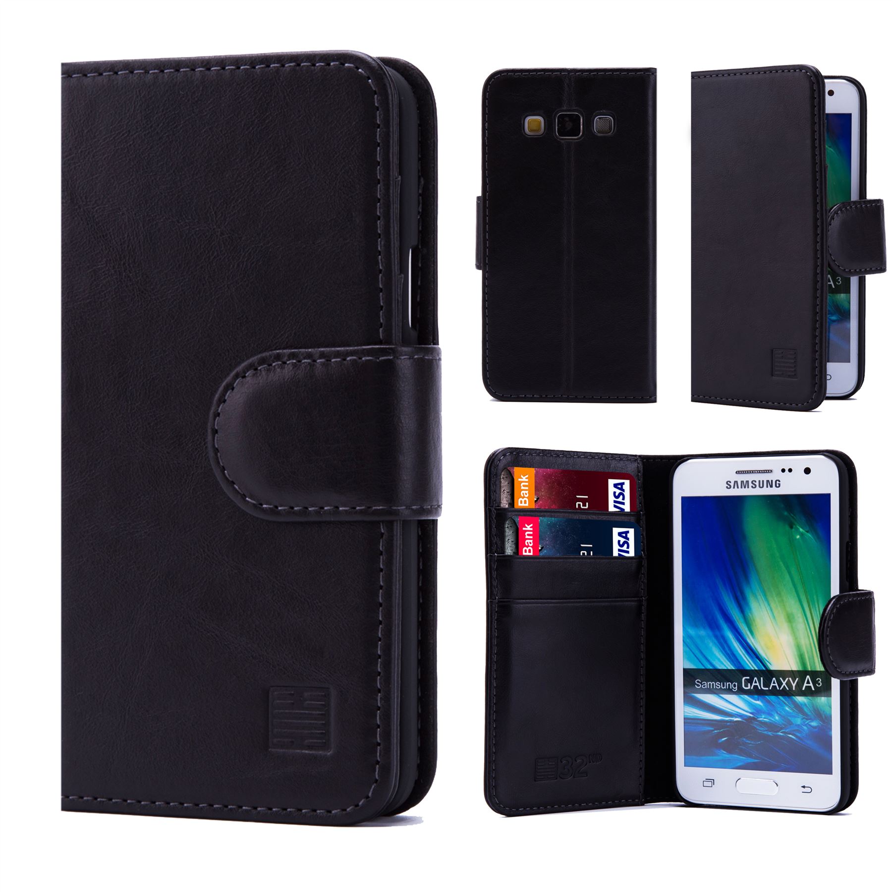 32nd Premium Series - Real Leather Book Wallet Case For Samsung Galaxy A5 (2016) - Picture 7 of 30