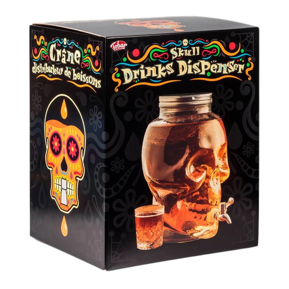 Skull Shaped Glass Drinks Dispenser 8 Litres Boxed Halloween Party