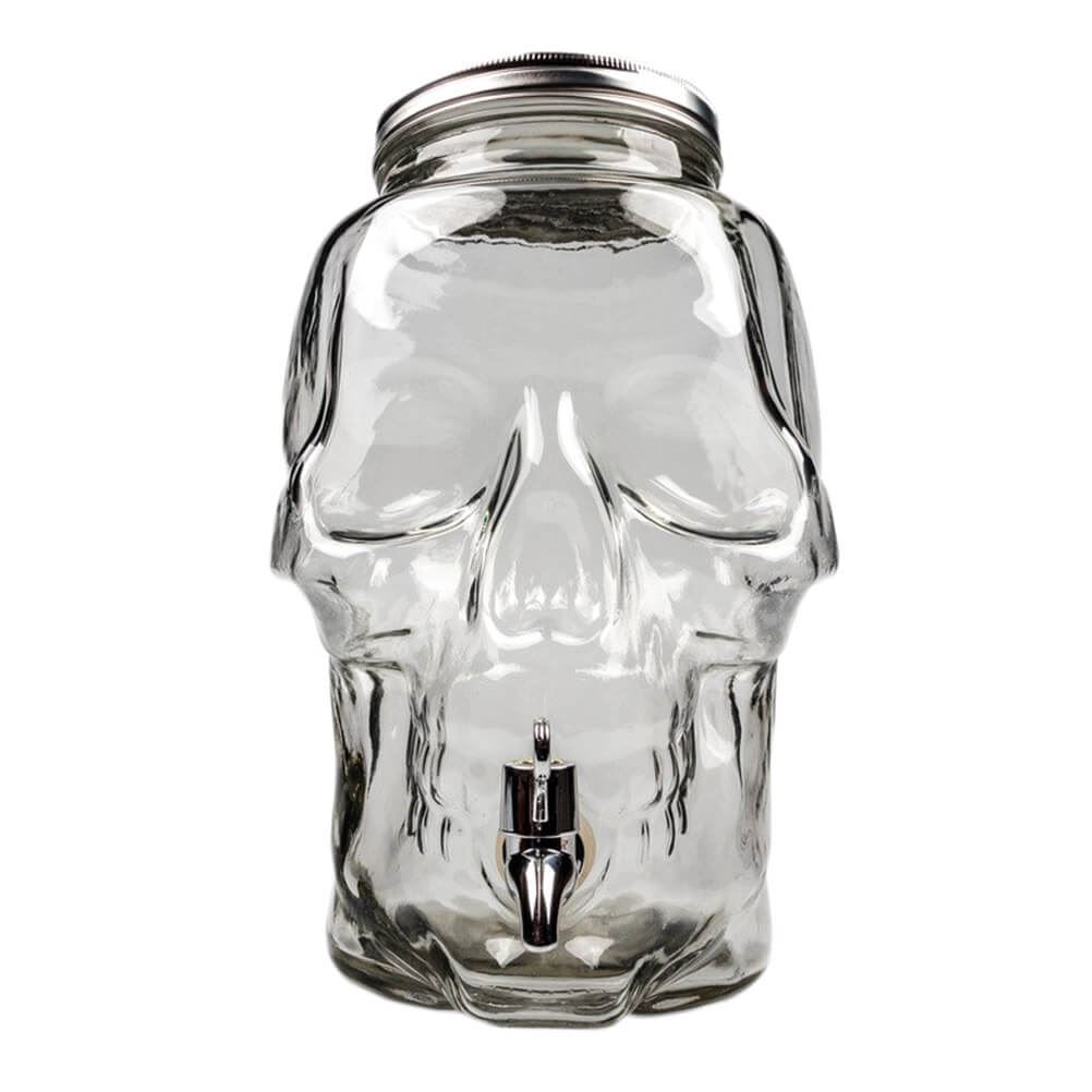 Skull Shaped Glass Drinks Dispenser 8 Litres Boxed Halloween Party