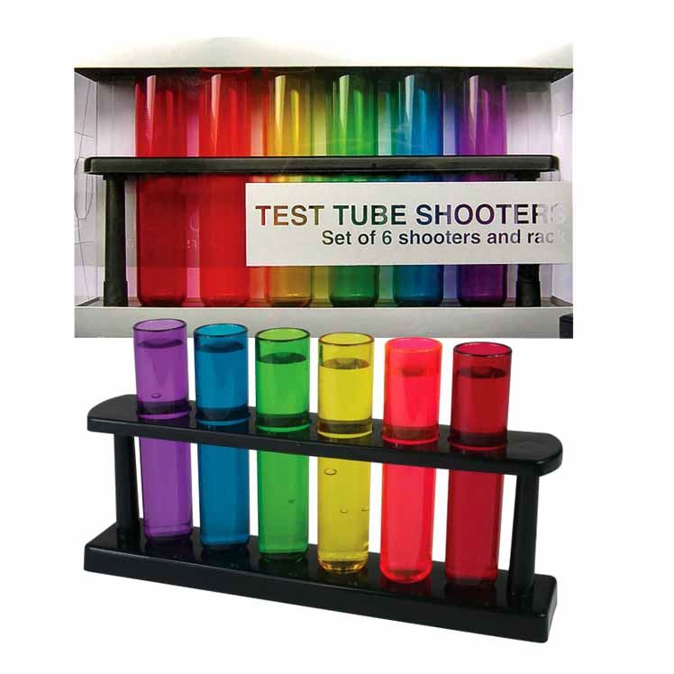 Test Tube Shooters Shot Glasses Set of 6 Bar Party Accessories Boxed