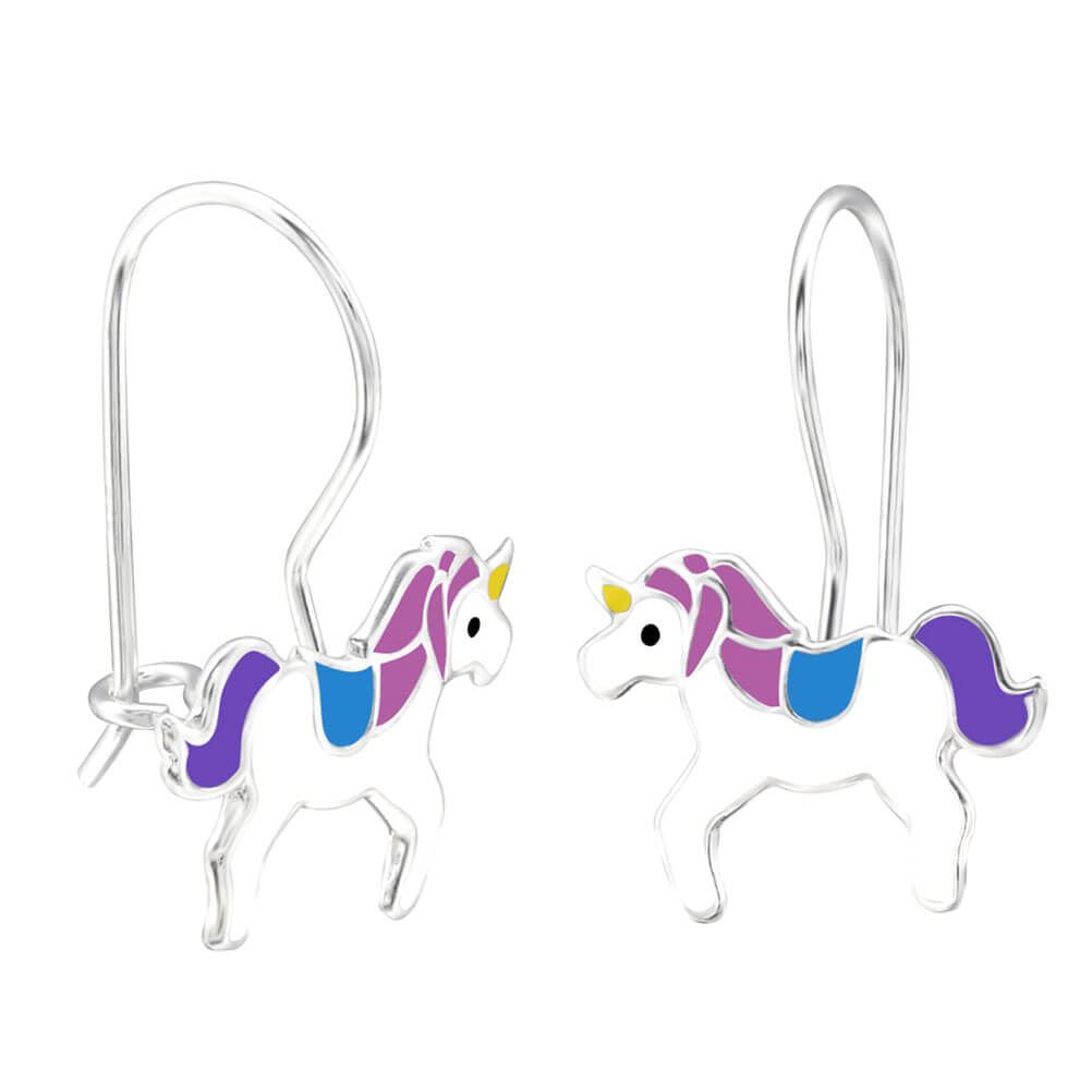 Stunning Sterling Silver Unicorn Dangle Drop Behind Earrings Boxed