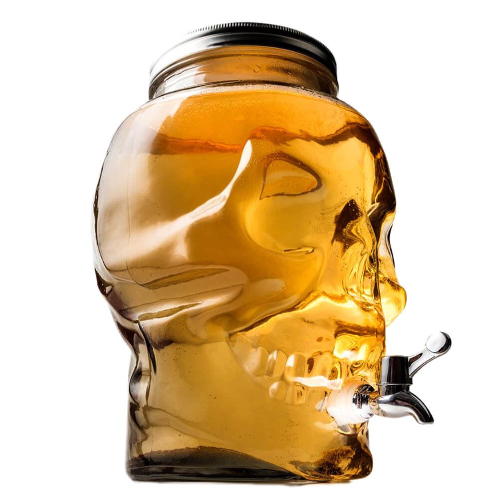 Skull Shaped Glass Drinks Dispenser 8 Litres Boxed Halloween Party