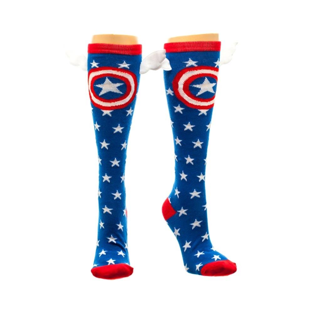 Officially Licensed Marvel Captain America Christmas Holiday Knee High Socks NEW