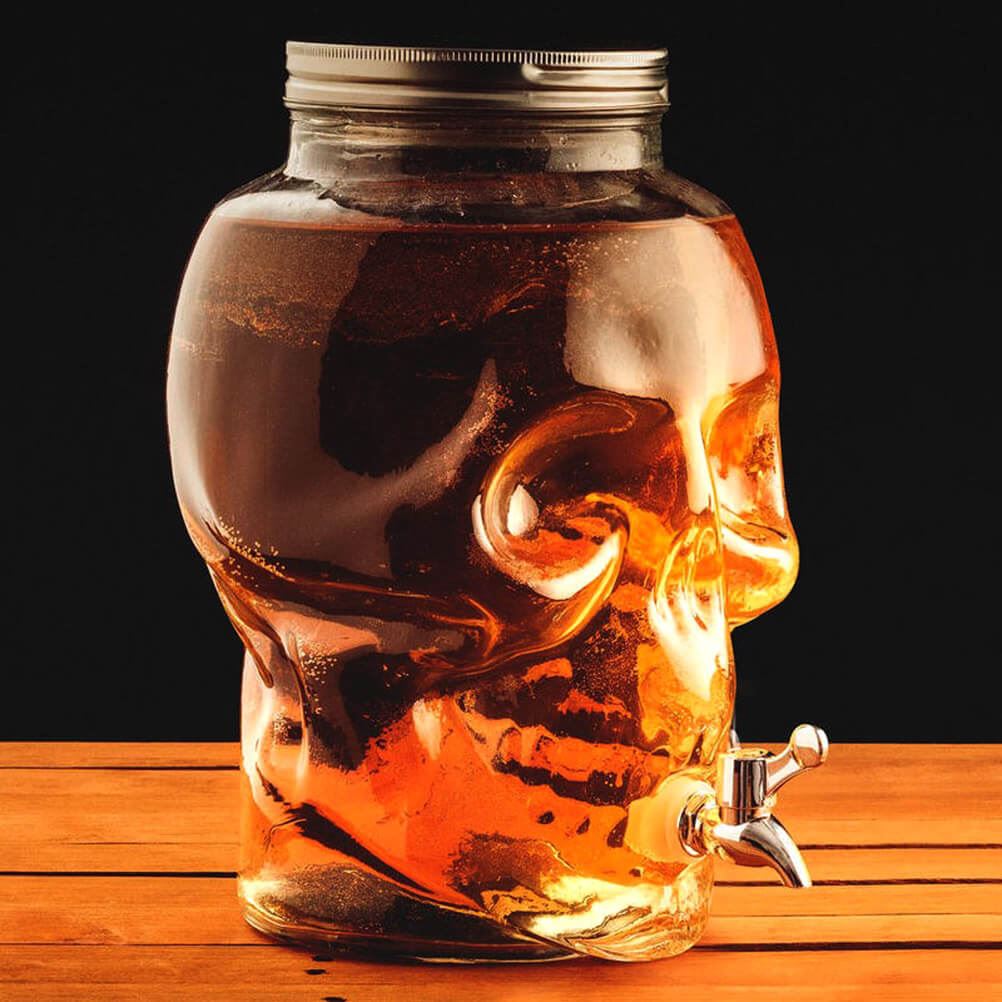 Skull Shaped Glass Drinks Dispenser 8 Litres Boxed Halloween Party
