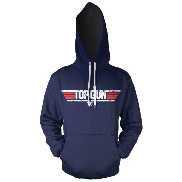 Top Gun Distressed Logo Navy Hoodie Sweater Unisex Mens Pullover