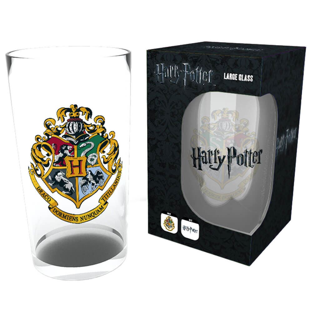 Harry Potter Hogwarts Crest Logo Large Drinking Glass Boxed Homewear