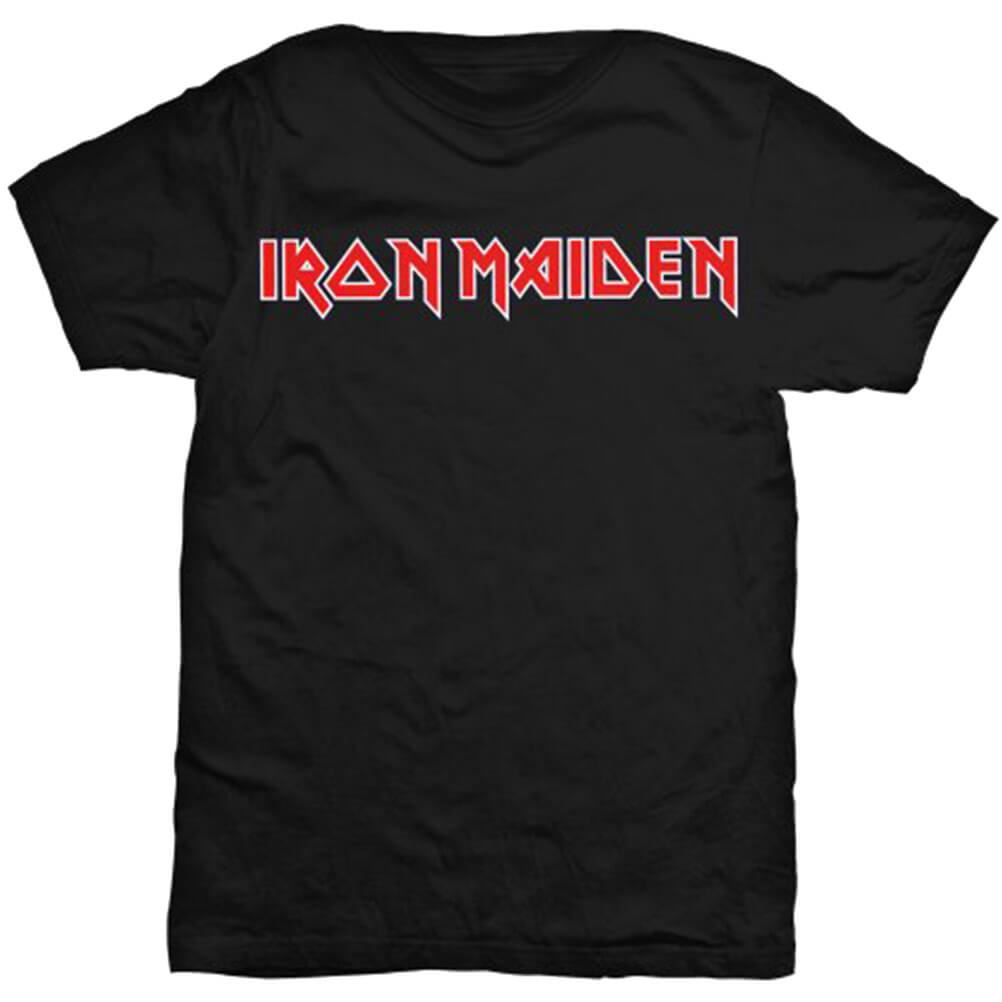 Mens Iron Maiden Iconic Red Logo Black Crew Neck TShirt Unisex Rock Music Tee eBay