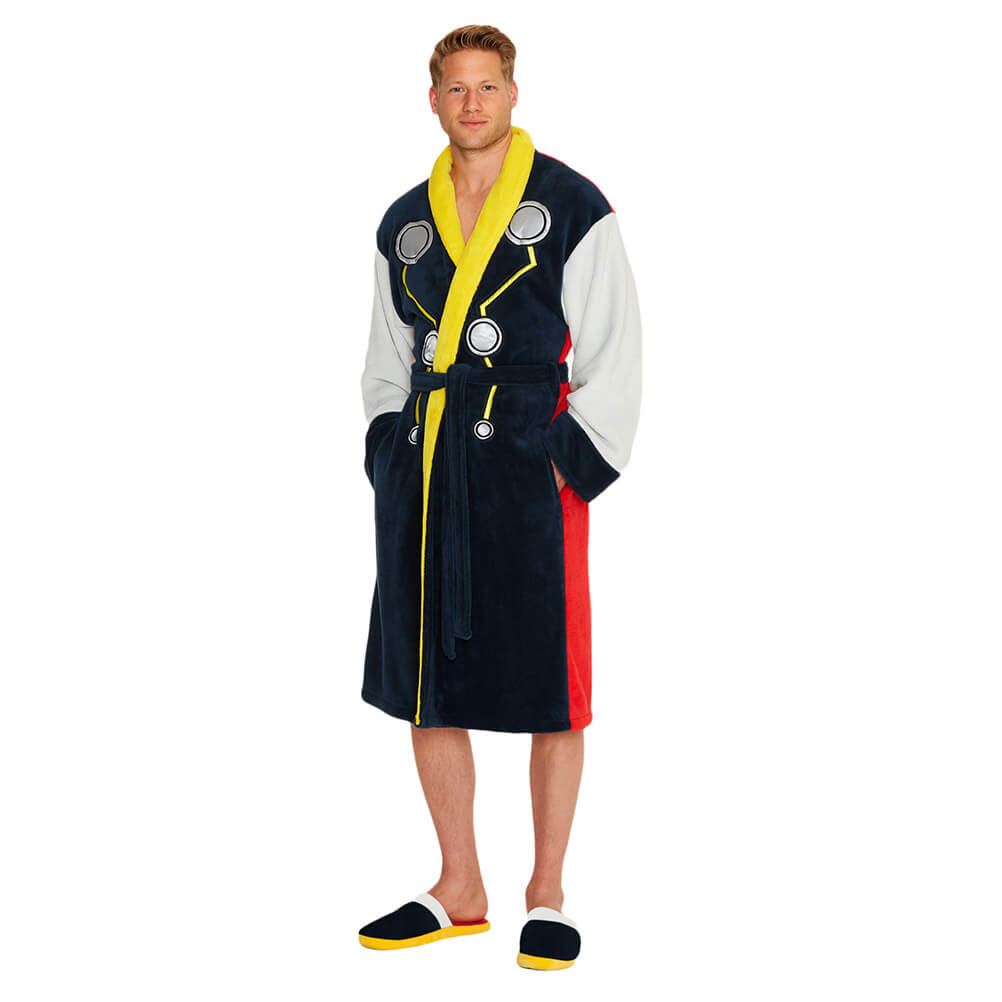 One Size Marvel Thor Bathrobe Fleece Adult Dressing Gown Robe Gift