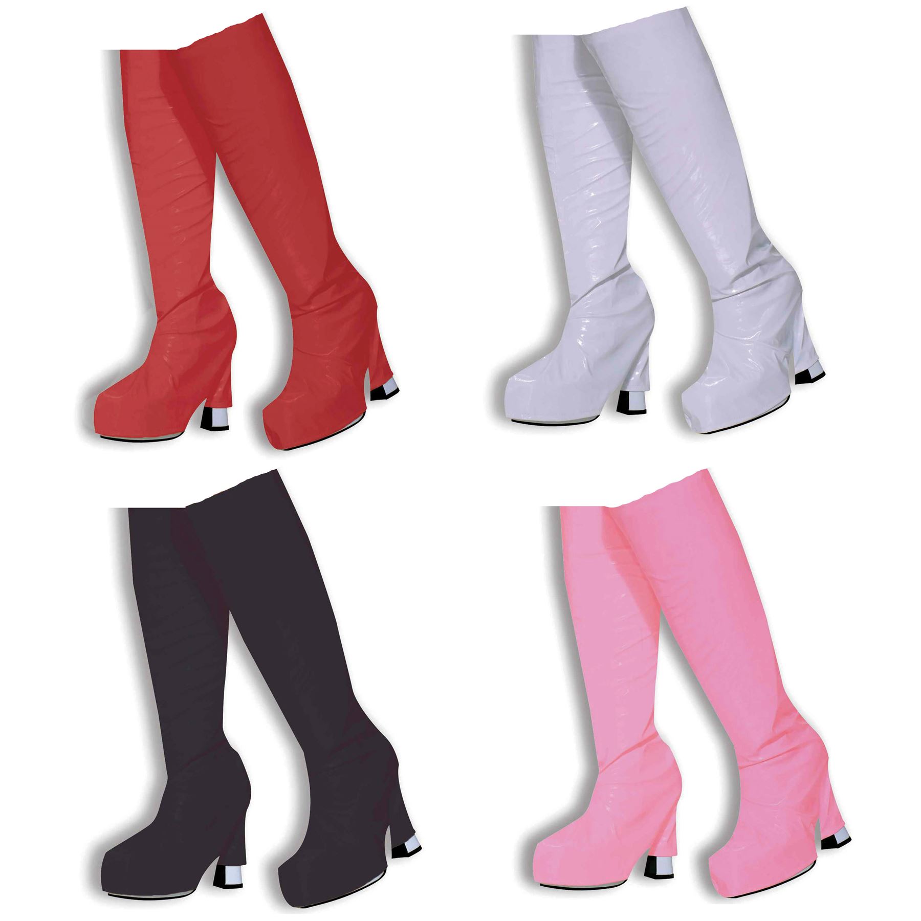 LADIES PINK GOGO 60S 70S HIPPY SHOE BOOT TOPS COVERS FANCY DRESS COSTUME BA315