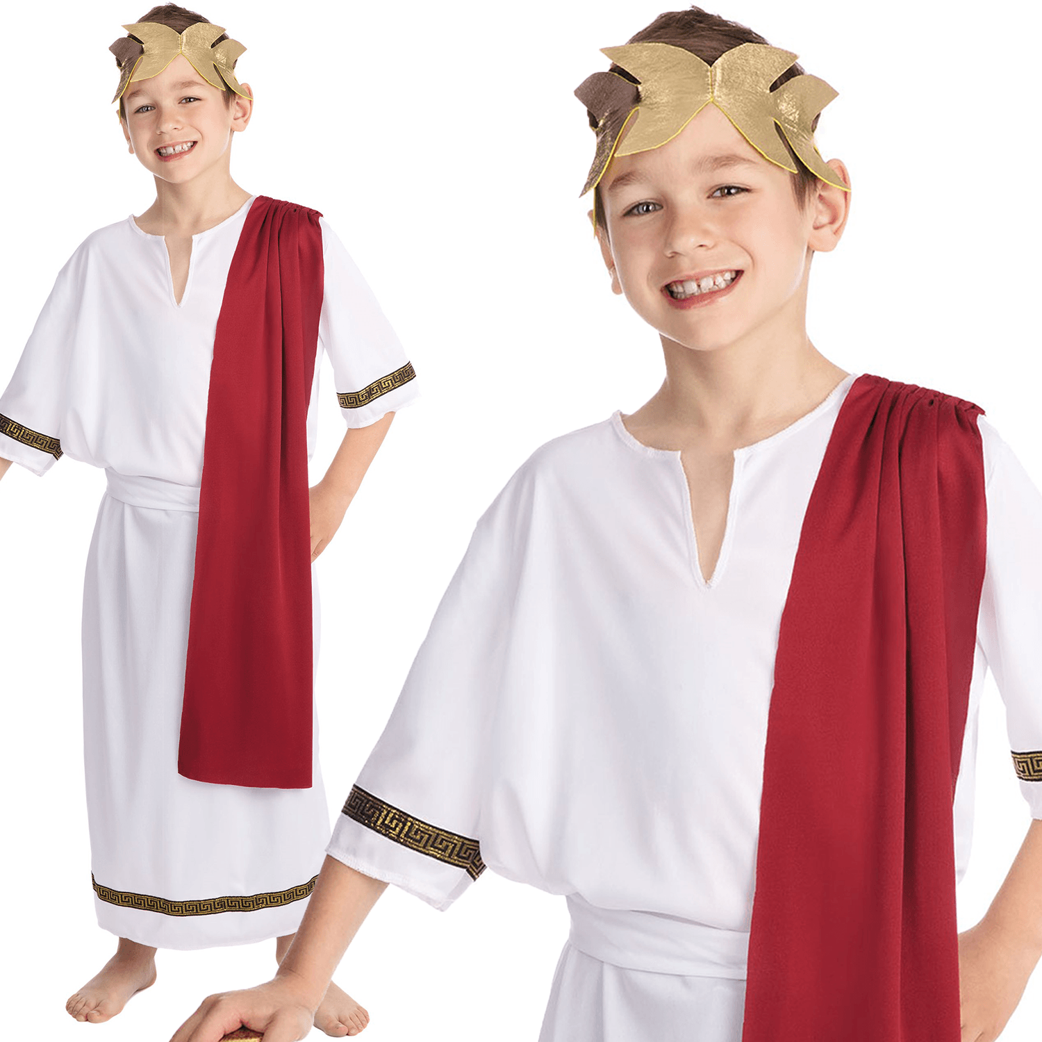 Roman Toga Boys Fancy Dress Grecian Kids Historical World Book Day Child Costume