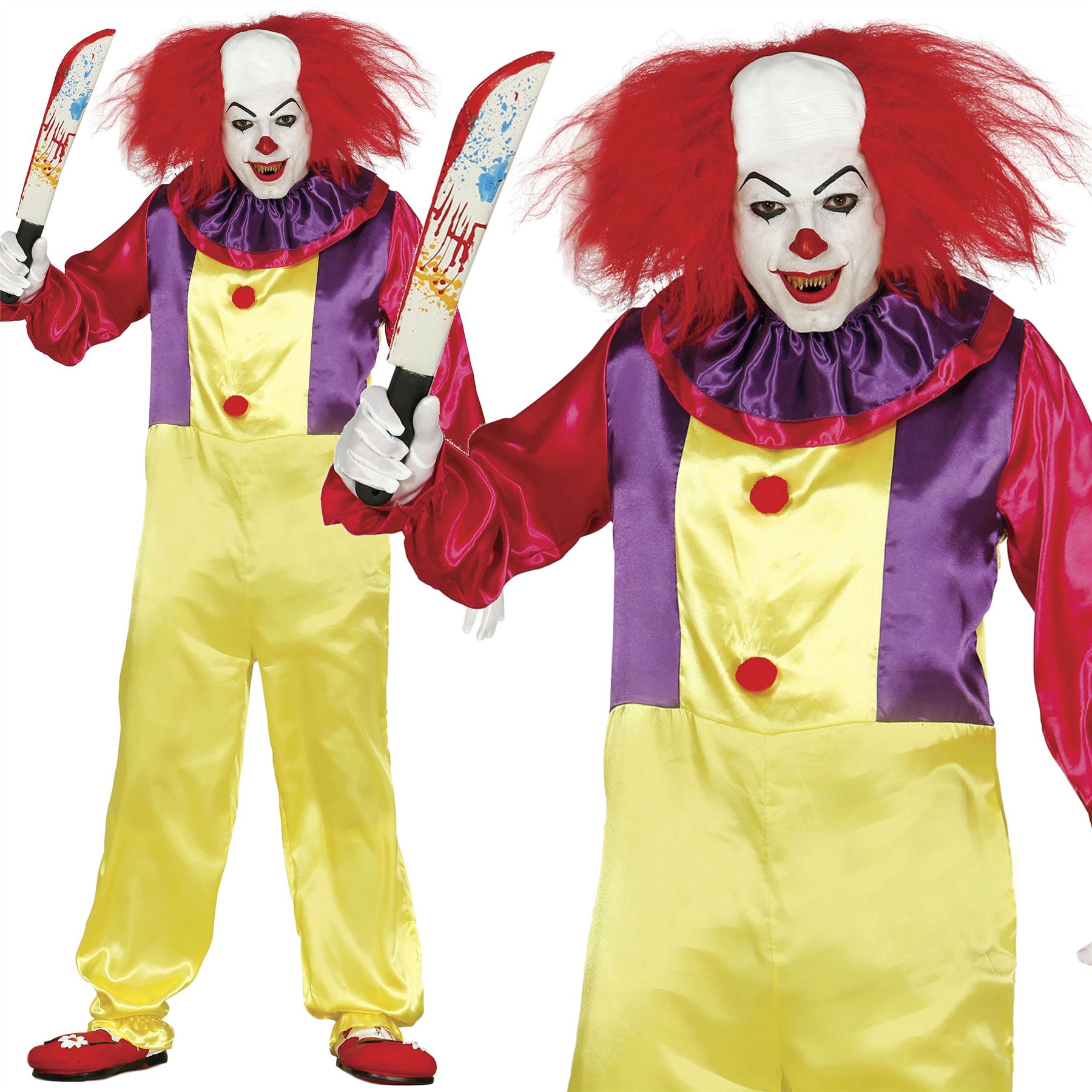 Spaventoso Jesters Adulti Halloween Spaventoso Horror Carnevale Costumi Da Circo