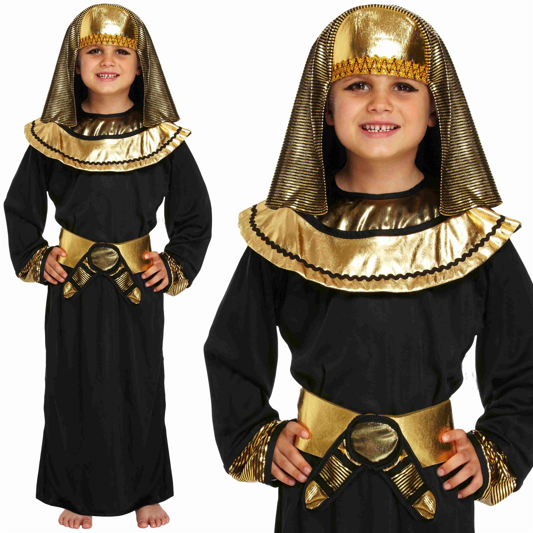 Kids Boys Pharaoh Egyptian King Book Week Historic Fancy Dress Costume Outfit
