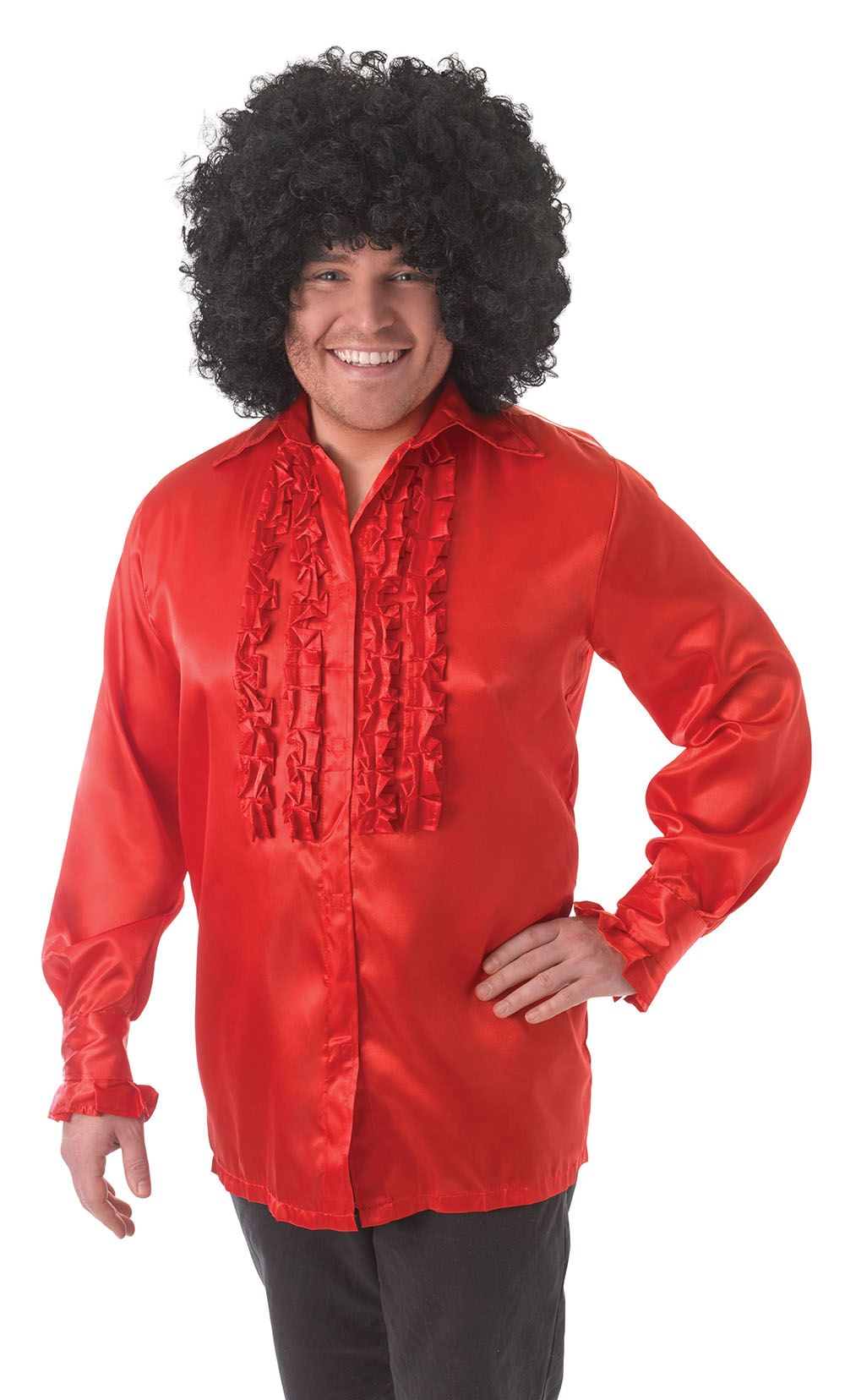 70s Disco Ruffle Shirt Mens 1970s Fancy Dress Costume Adult Fever 60s