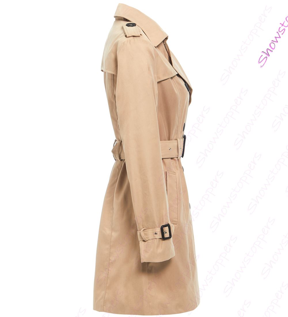 Womens Trench Coat Ladies Mac Jacket Size 8 10 12 14 16 Beige Salmon