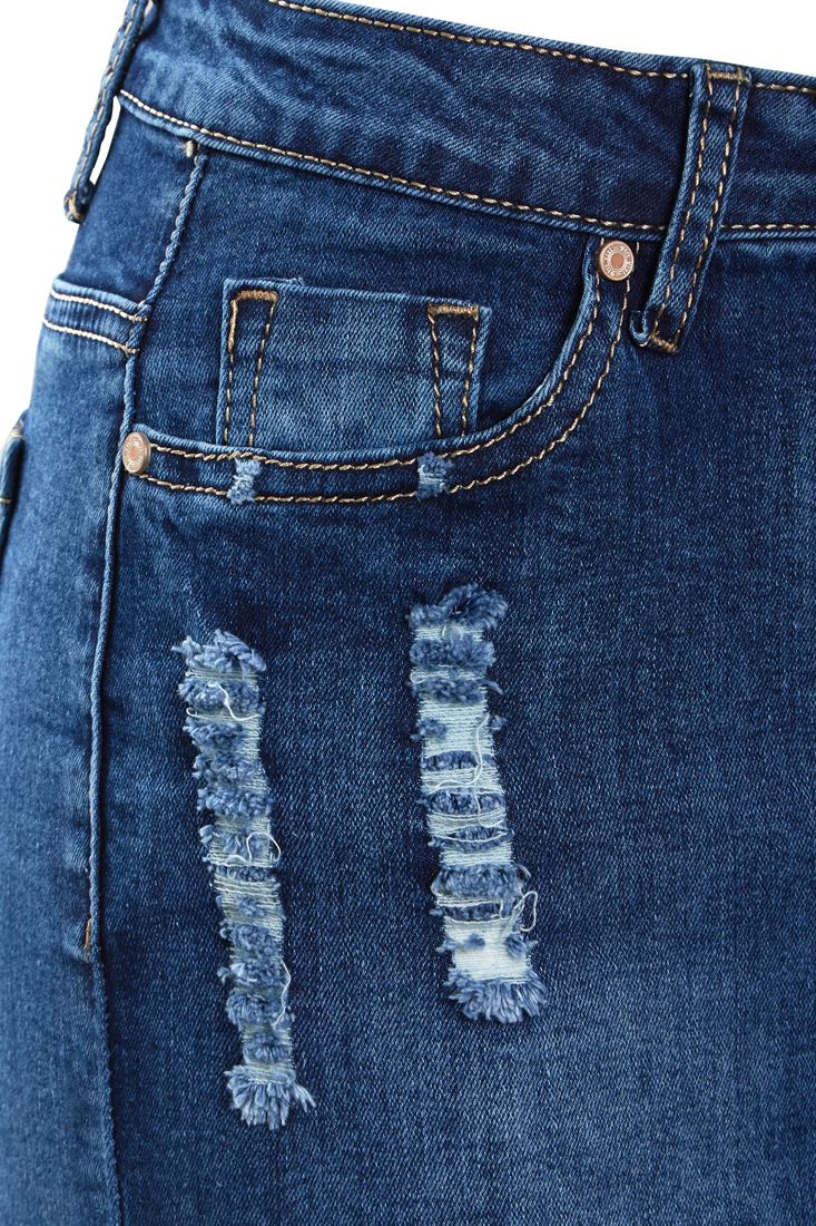 Womens Stretch Denim Skirt Ladies Pencil Ripped skirts NEW Size 8 10 12 14 Blue - Picture 15 of 15