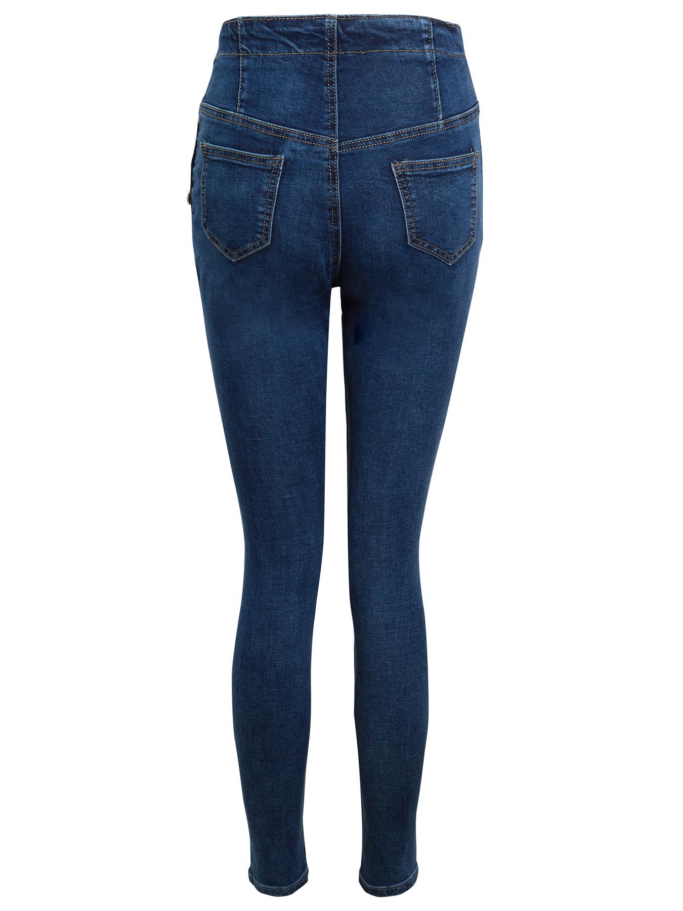 Damen High Waist Jeans Skinny Denim Slim Jeans Größe 8 10 12 14 6 Neu Knopf - Bild 10 von 11