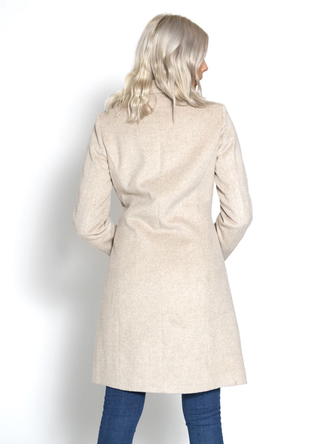 Womens Wool Coat Oatmeal Tailored Trench Jacket Size 8 10 12 14 eBay