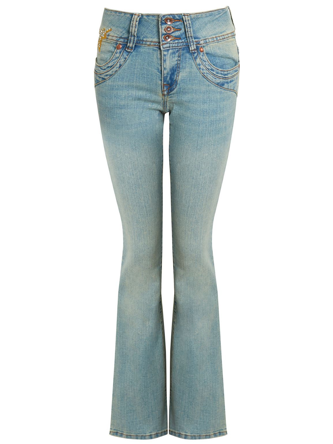 Womens Light Blue Green stretch Jean Denim Bootcut Jeans Size 8 10 12 14 New - Picture 3 of 6