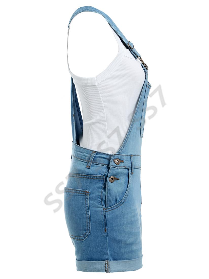 Kids Girl's Denim Jean Dungaree Short & Long Ripped