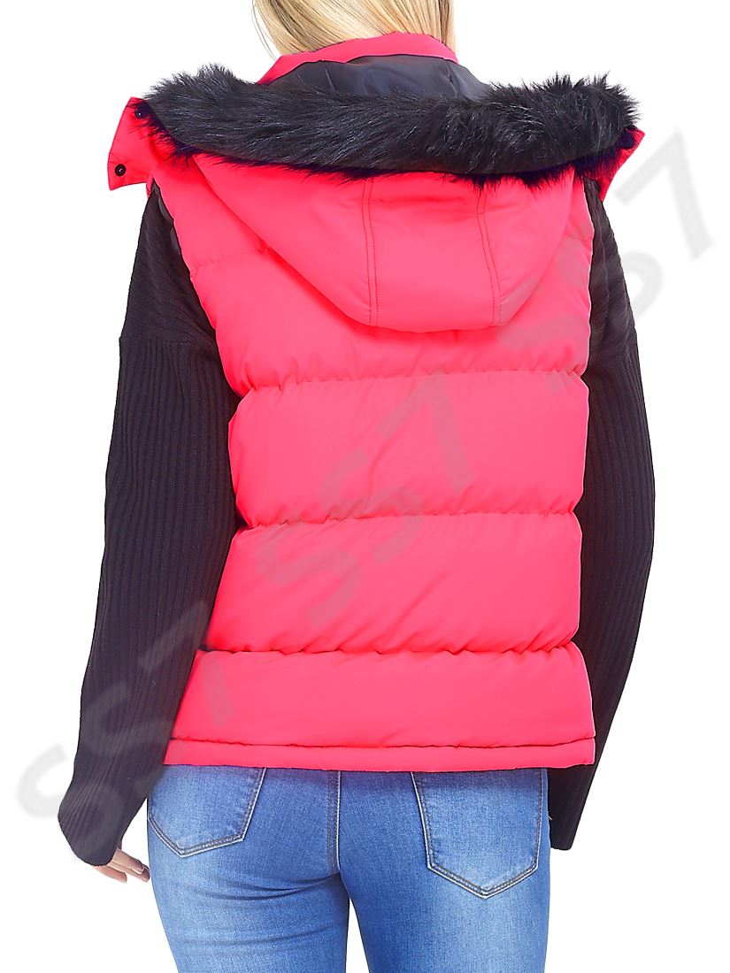 Womens Padded Gilet Bodywarmer Jacket Quilted Hood Waistcoat Size 16 14 12 10 8