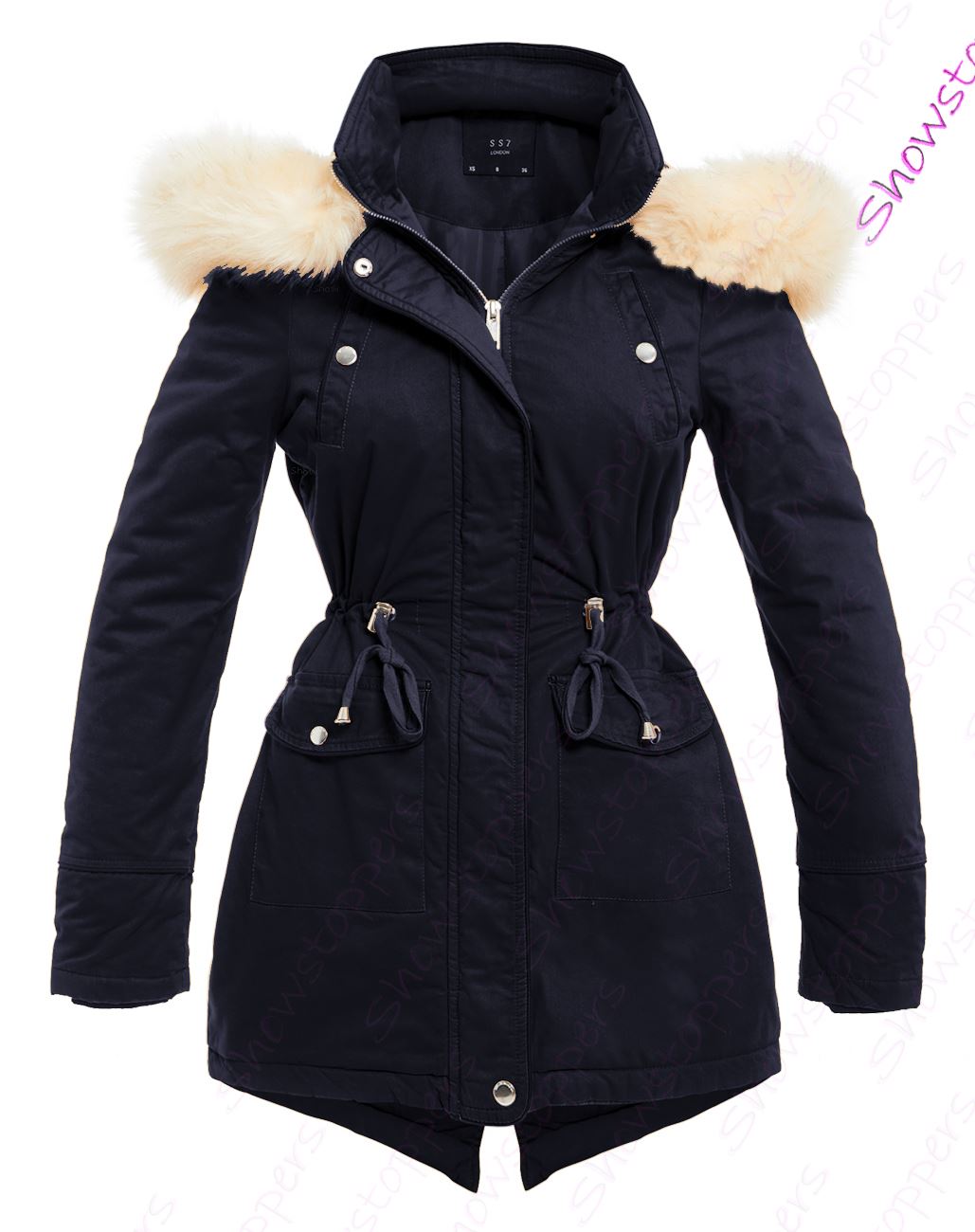 Women's Mustard Fur Parka Coat in Sizes 8-16