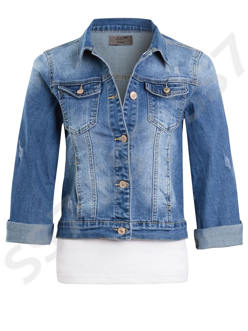 Womens Size 12 10 8 6 Stretch Fitted Denim Jacket Ladies Jean Jackets