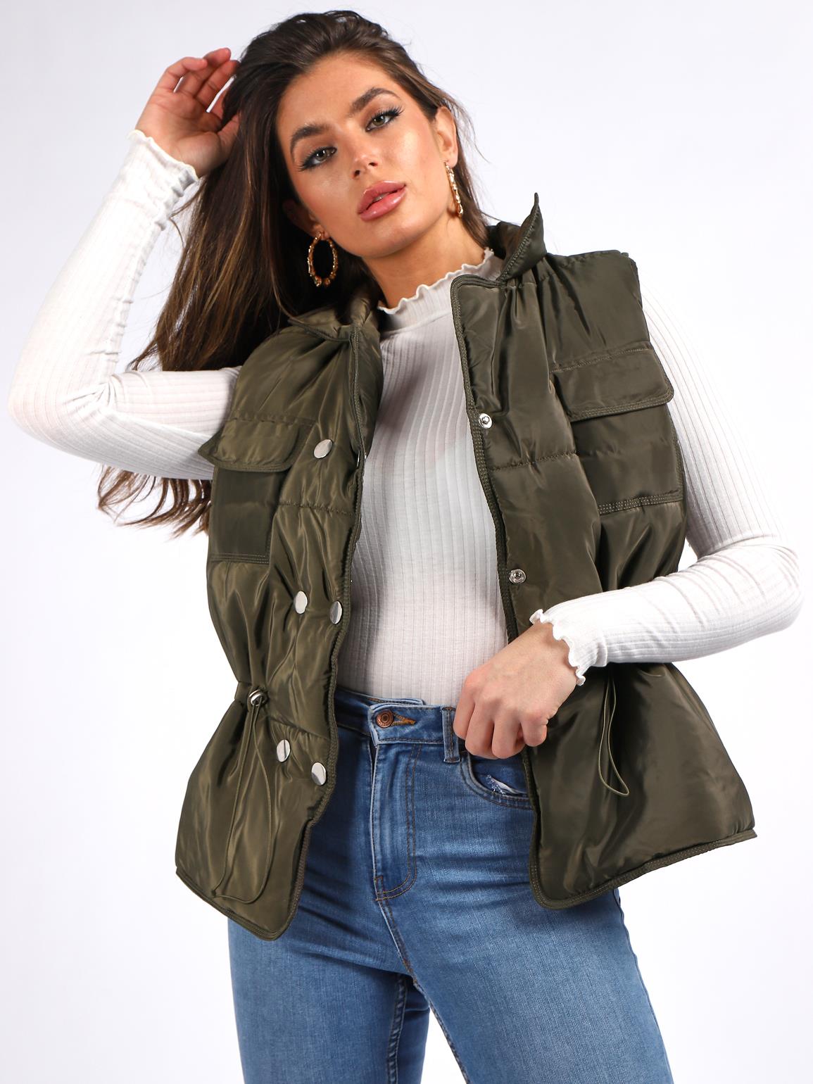 Womens Gilet Bodywarmer Jacket Quilted Waistcoat Size 14 12 10 16 Black Khaki eBay